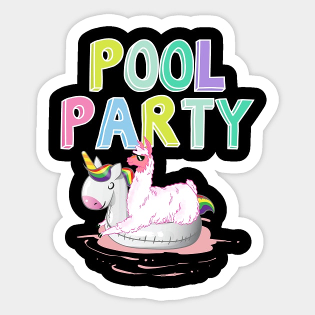 Pool Party Llama Unicorn Float Funny Llama Gift Tank Top Sticker by Kaileymahoney